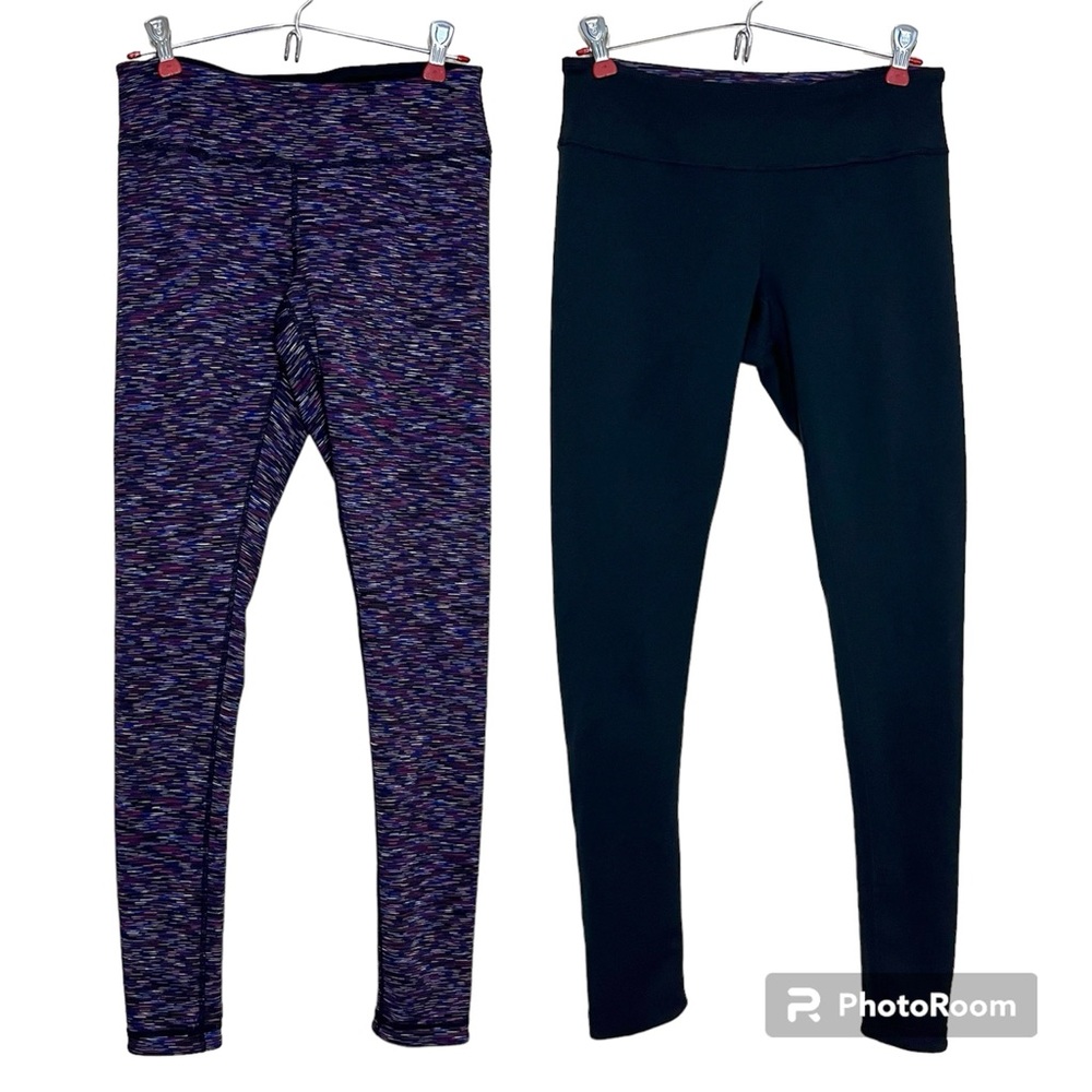 Zella Reversible Purple Space Dye / Black Athletic Leggings